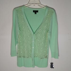 NWT A B Studio lite green cardigan. Size Large